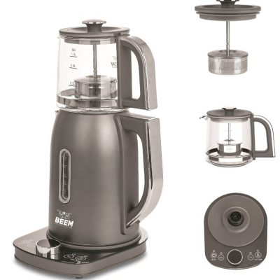 چای ساز روهمی بیم BEEM استیل با پایه شیشه ای کد TM2817